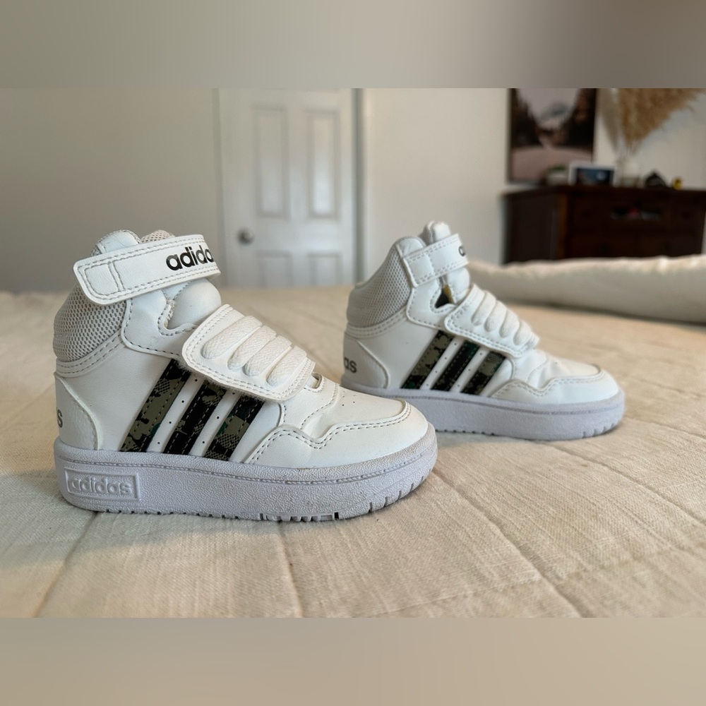 Adidas Hoops Kids White High-Top Sneakers